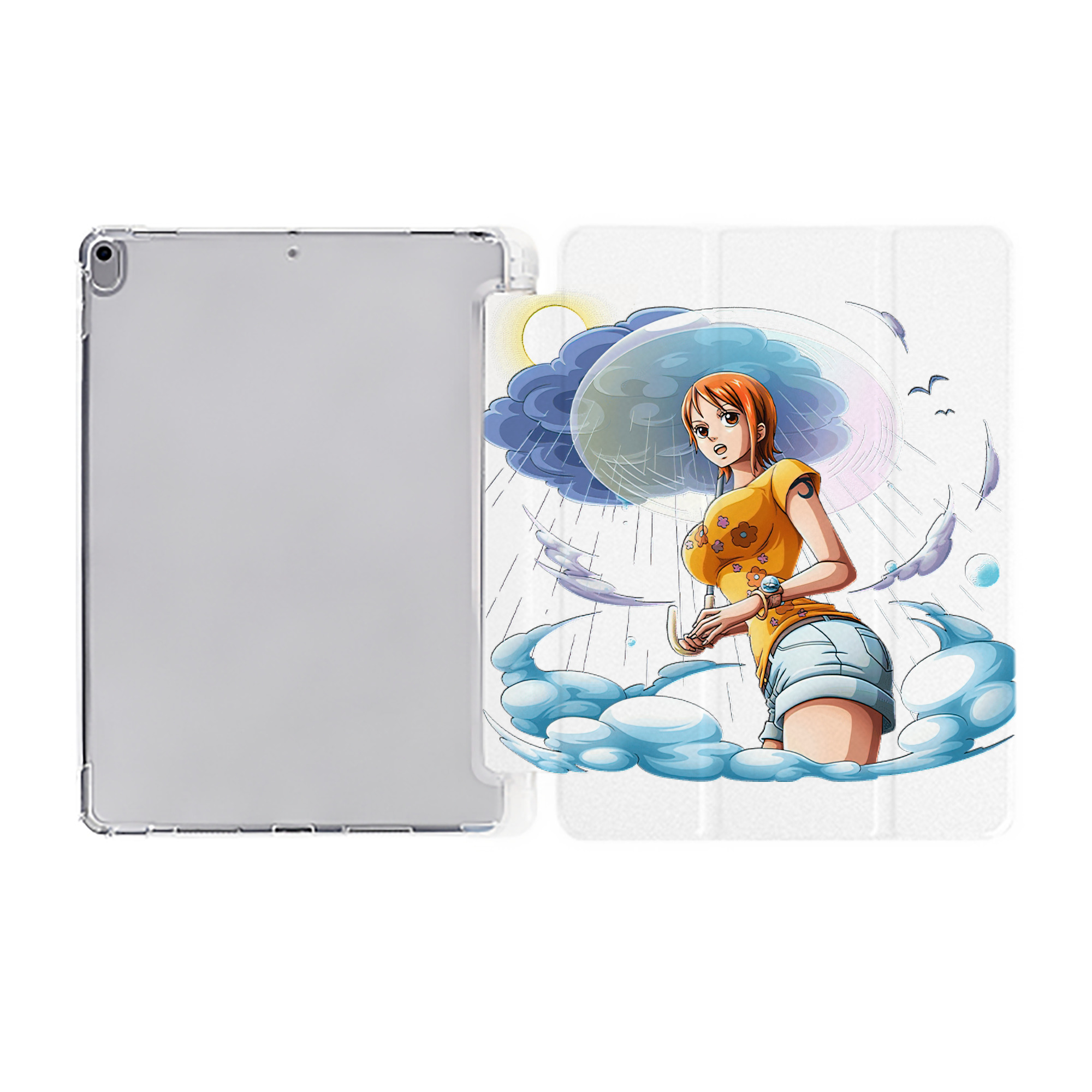 （画像用） ワンピース ナミ ONE PIECE Nami IPad ケース ペン収納付き 三つ折りスタンド PUレザー×シリコン 対応機種9.5/10.5/10.9インチ